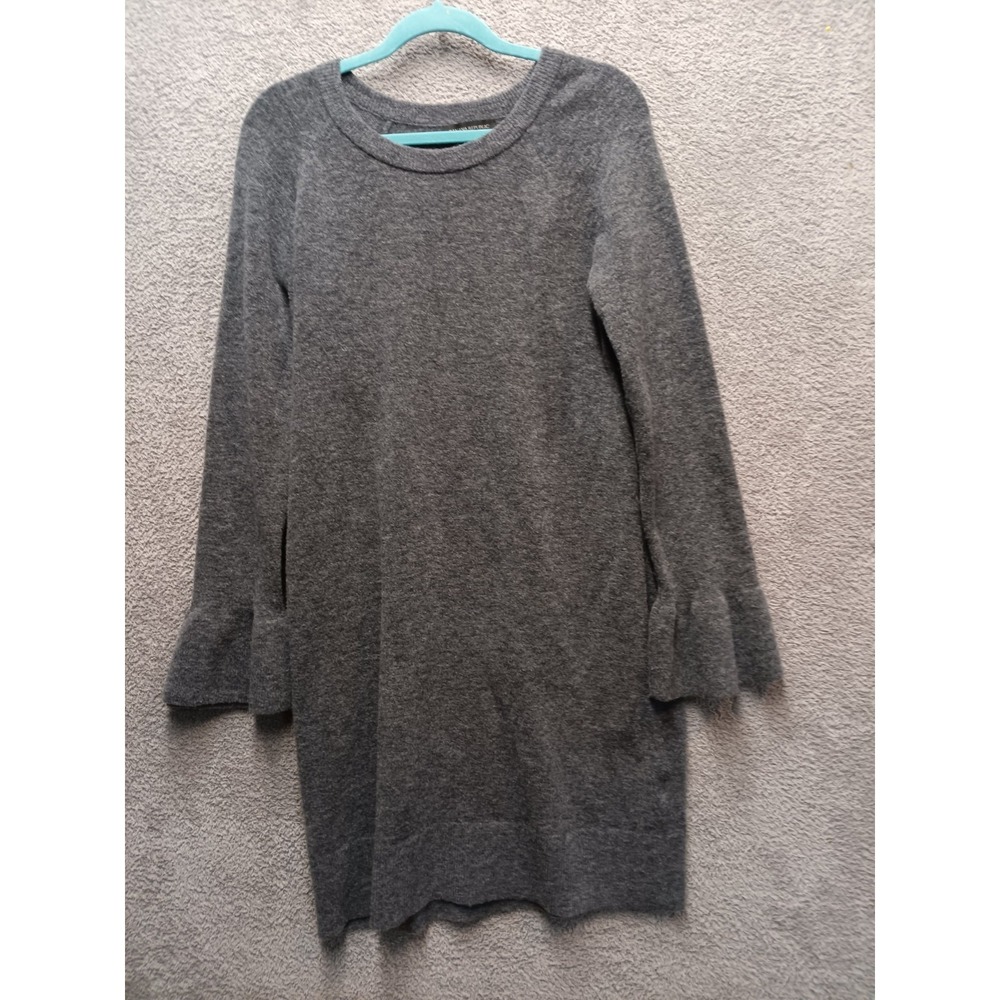 Banana Republic Gray Wool Blend Sweater Dress Flared Sleeves Womens M Retro
